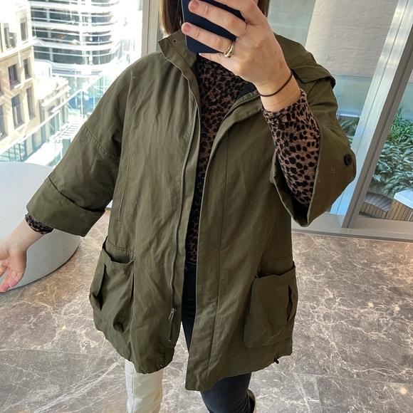 Zara Basic Khaki Parker - Size XS - Picture 4 of 11